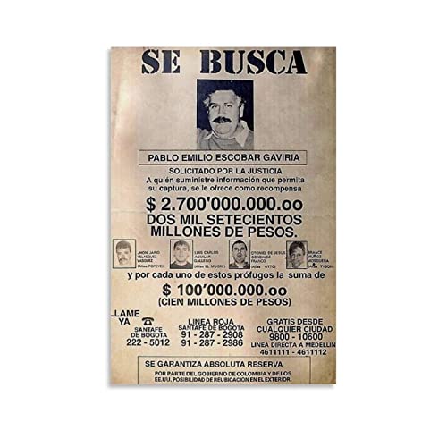 Poster Pablo Escobar de peinture sur toile pour decoration chambre ado