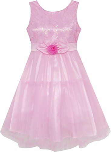 Image of Sunny Fashion Girls Dress Shinning Sequins Beige Tulle Layers Wedding Pageant