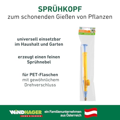Windhager Sprühaufsatz für PET-Flaschen, Drucksprüher, Zerstäuber, Sprühflasche, Pflanzensprüher, Pumpsprüher, Universal-Druck-Sprühaufsatz, Sprühflaschen Pumpe