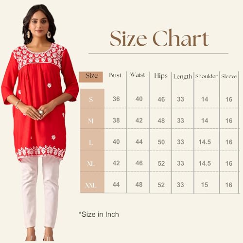 Image of Sidhidata Rayon Floral Embroidered Short Kurti | Short Anarkali Kurti for Girls | Women's Casual Sleeveless Printed Top | Tops for Women (Kurti Myra)