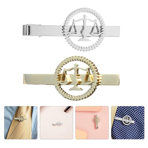 Clip de corbata Libra acero inoxidable juego de 2 piezas dorado y plateado 7