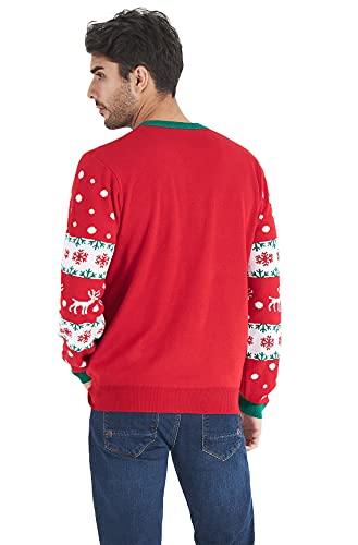 RAISEVERN Men's Light Up Ugly Christmas Sweater Knitted Pullover Tops3