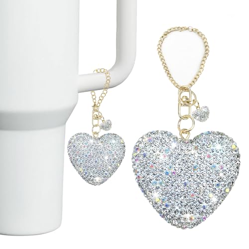 Etyishe Compatible with Cup Accessories, Silver Glitter Heart Charm