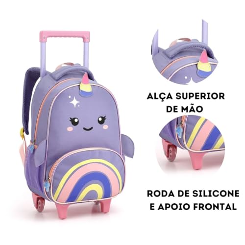 Mochila de Rodinha Creche de 0 a 4 anos Na Estampa de Baleia