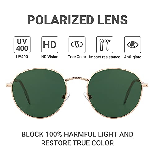 Small Round Polarized Sunglasses for Women Men Mirrored Lens Classic Vintage Retro Metal Frame Circle Sun Glasses2