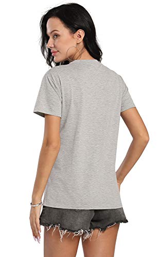 Yuyueyue Women Soccer Mom Letter Printed T Shirt Football Graphic Fashion Top Tee (Medium) Gray #TOP6