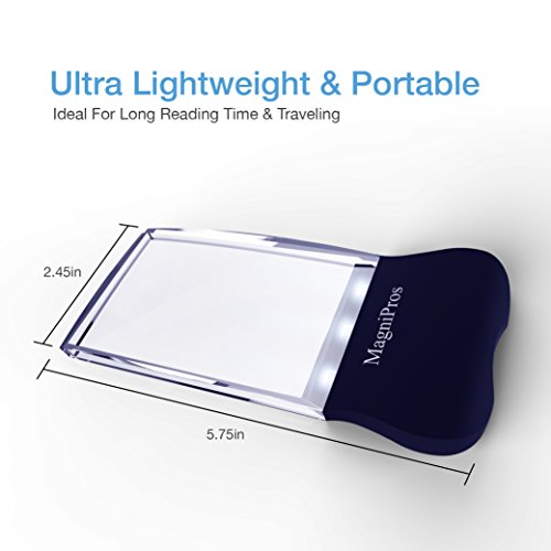 2X Large Rectangular Lens Handheld Magnifier Reading Magnifying Glass with LED Lights- 2.3" X 4" Rimless Distortion-Free Viewing Area Ideal for Seniors, Low Vision, Books, Pages, Magazines, Maps - Thumbnail 4