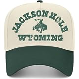 Jackson Hole Wyoming Hat | Premium Adjustable Snapback Baseball Vintage Trucker Hats for Men & Women (US, Alpha, One Size, Green/Natural)