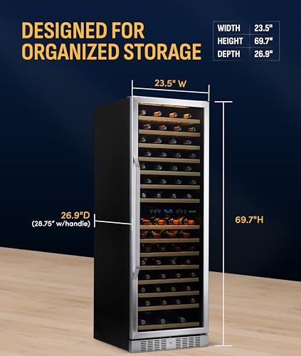 Image of NewAir 24 inch Wine Cooler Refrigerator, Large 160 Bottle Built-in or Freestanding Dual Zone Wine Cellar in Stainless Steel with Precision Thermostat, and Full Extension Beechwood Shelves