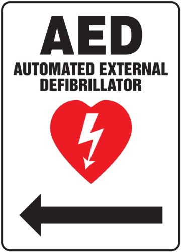 Signalisation AED flèche gauche panneau de sécurité pour défibrillateur automatique