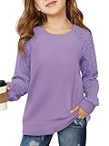 Haloumoning Girls Sweatshirts Kids Casual Cable Knit Long Sleeve Shirts Tunic Tops 4-14 Years Purple