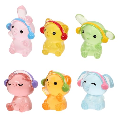 HEATSHAKING 6pezzi Statuette Da Scrivania in Resina Mini Animali Realistici Per Decorazioni Da Giardino Fatato e Accessori Per Ufficio Micro Paesaggi