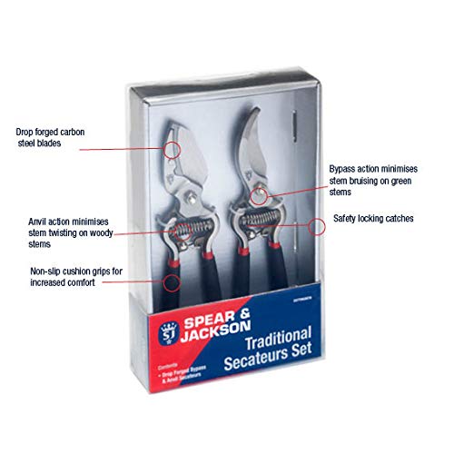 Spear & Jackson Cuttingset8 Traditional Bypass & Anvil Pruner/Secateur Set #TOP1