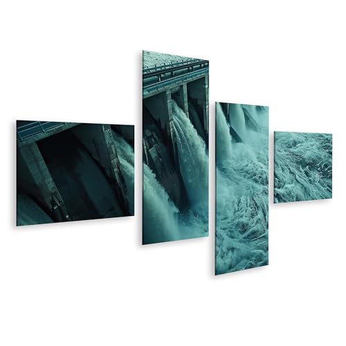 Tableau sur toile centrale hydroélectrique avec turbines pour décoration industrielle
