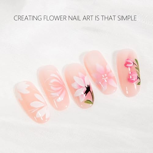 HYWWPFLAY 3Pcs Nail Art Brushes Set for Flower Petal Butterfly Drawing, 3D Gel Acrylic Nail Brush, Fine Liner Nails Design Tool, Professional Watercolor Painting Pen for Manicure DIY Salon