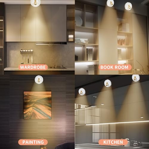 Image of Wireless Spotlight Battery Operated with Remote Control, 2-Pack Under Cabinet Closet Light with Timer Function for Under Counter, Shelf, Bookcase, Cabinet, Paintings, Pictures, Accent