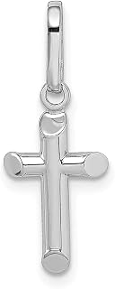Colar com pingente religioso de cruz de ouro branco 14 k joias finas latinas para mulheres presentes para ela, Ouro branco Pedra