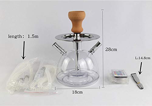 WJMT Hukahn Set Micro Modern Acryl Bubble Huka mit LED-Leuchten, Silikonschale, Schlauch, Holzkohlezangen |Bester Shisha… – Bild 6