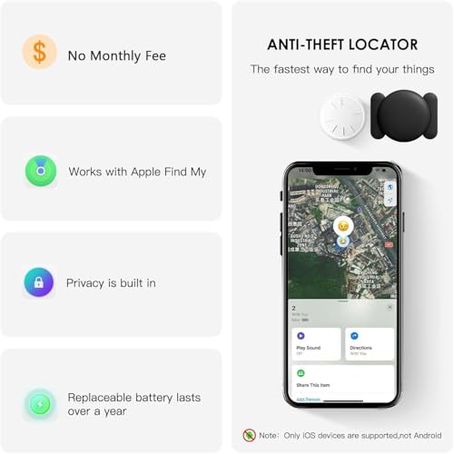 HONGTOP H GPS Tracker for Car, 1PCS Real Time Mini Hidden Tracker Device for Car with Magnetic Case, Vehicles Tracker Works with Find My (iOS Only) APP, No Monthly Fee (Black) by HONGTOP H - Image 2