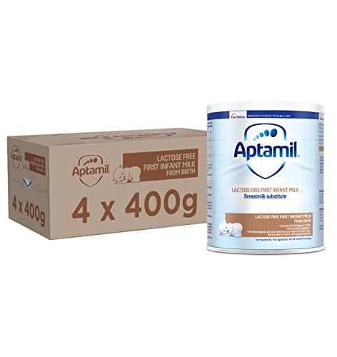 Aptamil 1 Lactose Free First Infant Milk Formula Powder, from Birth, 400g (Pack of 4)