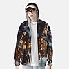 OAZCVBNN Christmas Village House 4 Print Sun Protection Hoodie For Adults Hooded Shirt Breathable Quick-Dry Outdoor Running Black #1