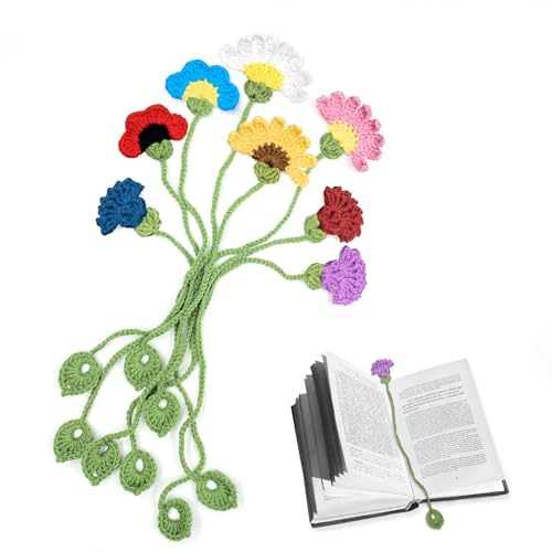 8 Pack Crochet Flower Bookmarks for Women,Handmade Personalized Cute Bookmarks,Gifts
