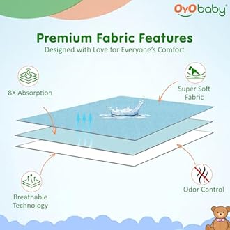 OYO BABY Extra Absorbent Waterproof Baby Dry Sheet (Beige, Large (140cm x 100cm))