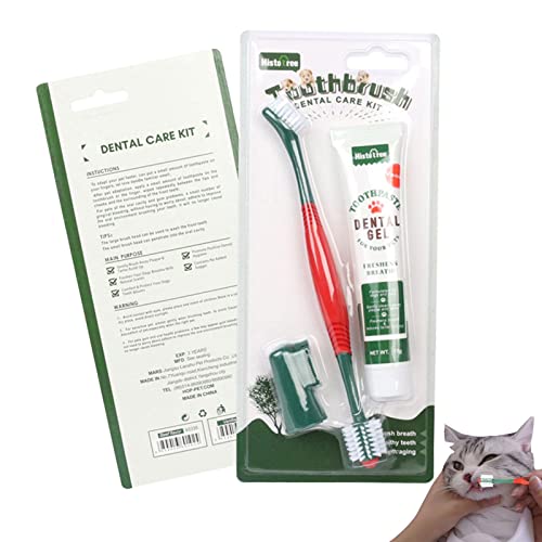 Stronrive Limpieza de Dientes de Perro, Pasta de Dientes y Cepillo para Perros, Solución fácil para Aliento Fresco de Mascotas, Dientes limpios, Kit de Pasta de Dientes para Mascotas Cover