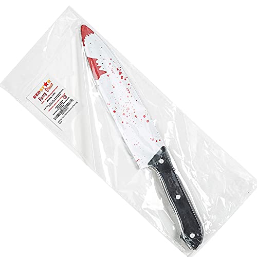 Sztuczny krwawy rekwizyt noża - 30 cm czarny uchwyt do Halloweenu - fantazyjne akcesoria seryjnego mordercy - Slasher Fancy Dress Prop