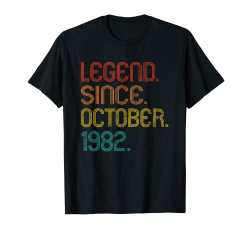Legend Since October 1982 Retro 40 Years Old 40th Birthday Camiseta