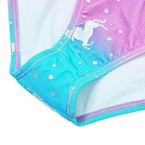 Girls One Piece Swimsuit Swimwear Unicorn Mermaid Striped Printed Bathing Suit Size 4 To 14 (L, Lfzma) #TOP5