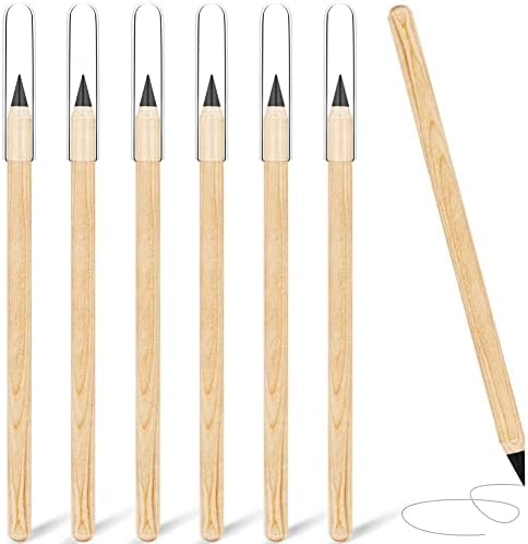 AUAUY 2 PCS Metal Inkless Pencil, Infinity Pencil, Reusable Everlasting Pencil, Replaceable Nib Pencil with 2 Replaceable Nib for Writing Drawing Students Home Office School SuppliesBlack