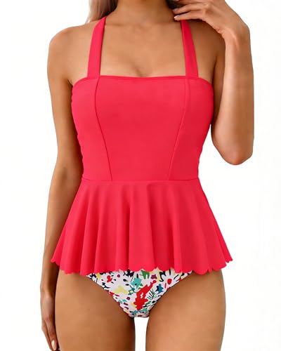 DaiLiWei Tankini Swimsuit for Women 2 Piece Modest Bandeau Bathing
