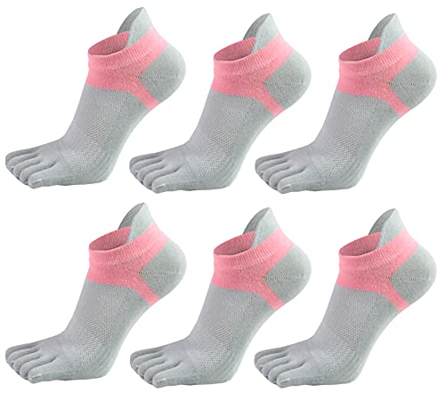 Image of Women Toe Socks 5 Finger Cotton Wicking Athletic 6 Pack 3 Pack