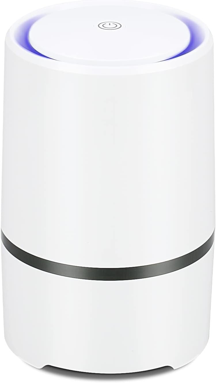 MELEDEN Air Purifier for Home with True HEPA Filters,Low Noise Portable Air Purifiers with Night Light,Desktop USB Air Cleaner (White)