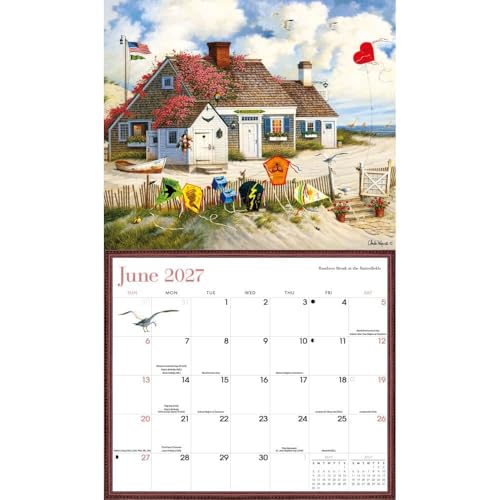Carousel Worldwide Charles Wysocki Americana Grand calendrier mural 2027 - 16 mois, illustration américaine classique, calendrier mural mensuel pour la maison ou le bureau, 35,6 x 30,5 cm, cadeau – vue 4