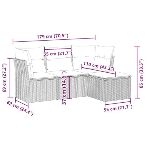 Canapé de jardin en polyrotin haut de gamme gris clair pour extérieur