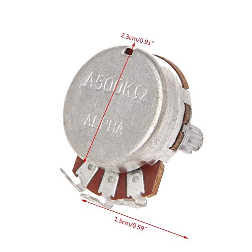 Miniatura 4 de Piezas de guitarra para potenciómetro A500K Splined Pot Guitarra Eléctrica Efecto Bajo Amplificador Tono Volumen Eje 0.591 in Diameter24mm H58D
