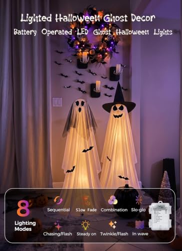 2 Pack 5 FT Halloween Light Up Ghost Outdoor Decoration  - image 4