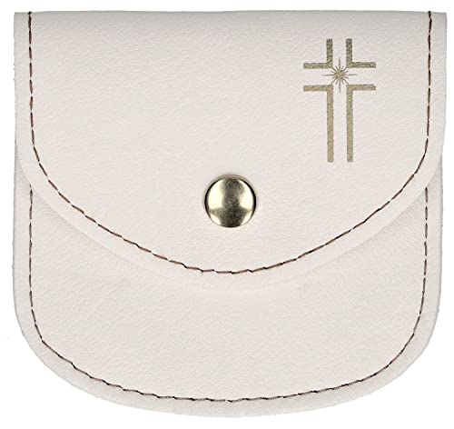 Motivationsgeschenke Rosenkranz Etui Kreuz Kommunion weiß Mädchen Druckknopf Schmucketui Tasche Cover