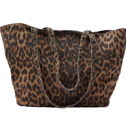 Sac à main en toile léopard pour femme tendance grand format chic