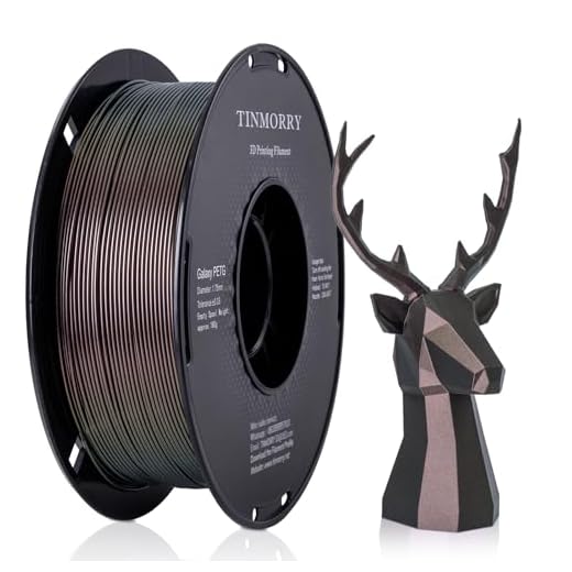 TINMORRY Galaxy PETG Filament 1.75, Rapid PETG 3D Printer Filament, Compatible with Bambu FDM 3D Printer, 1 KG 1 Spool, Galaxy Purple Gold