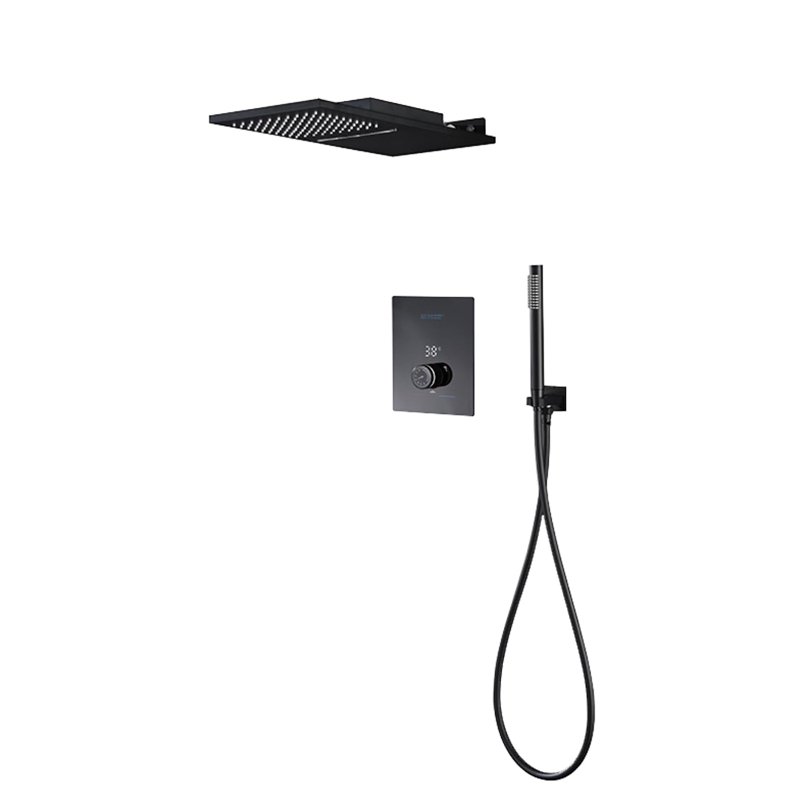 Mitigeur thermostatique de douche haut de gamme noir encastrable cascade