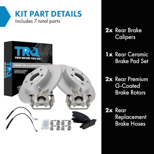 Image of TRQ Rear Brake Pad & Rotor Kit Ceramic Premium G-Coated Compatible with 2014-2017 Buick Encore 2015-2017 Chevrolet Trax