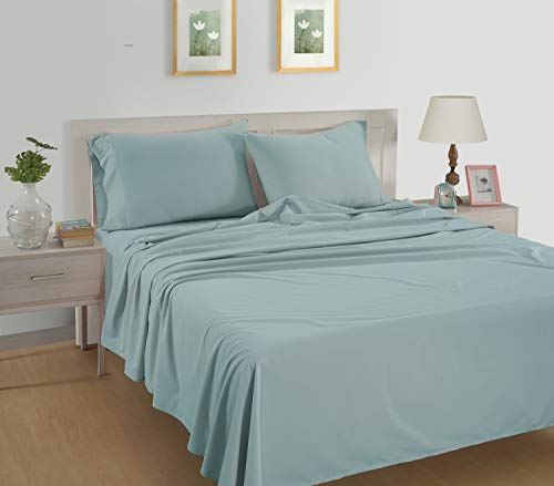 100% Organic Cotton Cloud Blue Twin-Sheets Set, 3-Piece Pure Organic Cotton Long Staple Percale Weave Ultra Soft Best Bedding Sheets For Bed, Breathable, Gots Certified, Fits Mattress Upto 15" Deep #TOP1