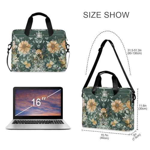 Bolso para laptop floral verde 15.6 pulgadas miniatura 5