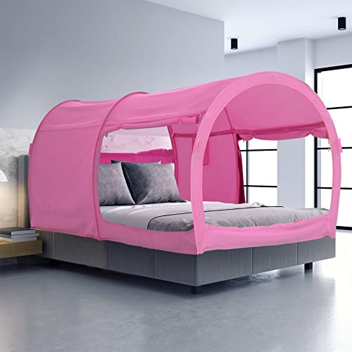 Leedor Bed Tent Dream Tents Bed Canopy Shelter Cabin Indoor Privacy Warm Breathable Pop Up Twin Size For Kids And Adult Patent Pending Pink(Mattress Not Included) #TOP1