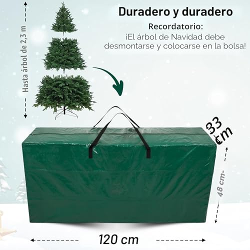 Miniatura 5 de Arsuk Bolsa Arbol Navidad - 210 Cm Ideal Para Árboles Artificiales - Cubierta A Prueba De Polvo E Impermeable Con Asas - Bolsa De Almacenamiento Para Árbol De Navidad