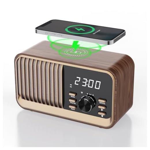 MONODEAL Alarm Clock Radio with Fast Wireless Charging,Support Bluetooth 5.3/FM Radio/USB Port/TF Card/Aux in,8W Stereo Sound Speaker,Snooze,Hands-Free Calling,Dimmable Clock Radios for Bedroom