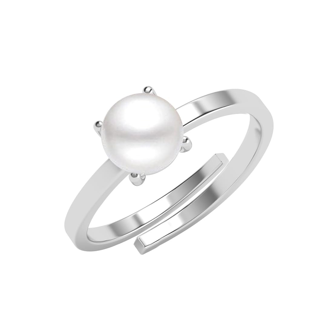 Pure 925 Sterling Silver Fiora Real Pearl Size Adjustable Finger Ring | Gift for Women and Girls | Platinum Plated-image-16